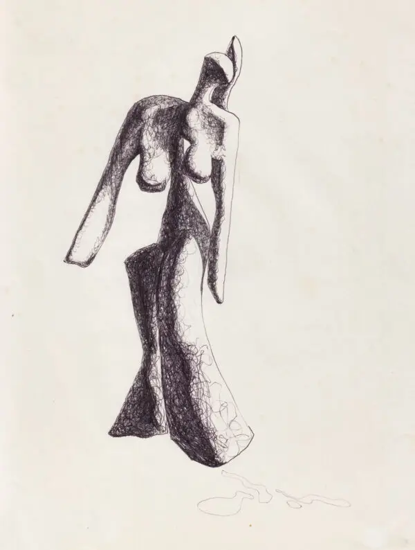 a drawing of a woman